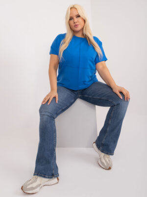 Стилна блуза Plus Size – Тъмносин – 504886