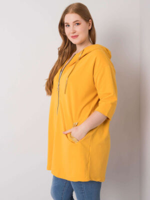 Стилна блуза в размер plus size – Тъмно жълт – 032167