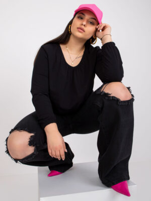 Стилна блуза в размер плюс – Черен – 852377