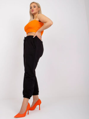 Стилно дамско долнище в големи размери – Черен – 945444