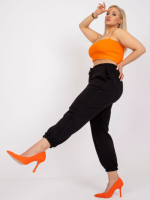 Стилно дамско долнище в големи размери – Черен – 945444