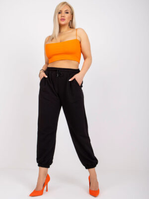 Стилно дамско долнище в големи размери – Черен – 945444