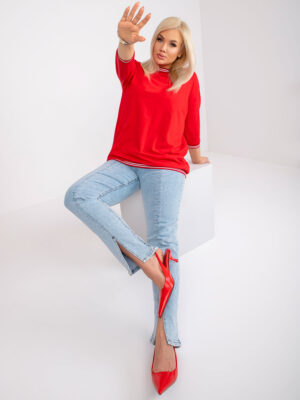 Елегантна блуза за пълни дами – Червен – 931454
