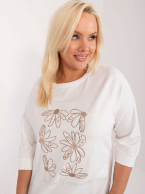 Стилна блуза в големи размери – Екрю – 544714