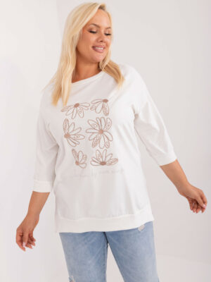 Стилна блуза в големи размери – Екрю – 544714