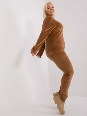 Елегантен комплект за пълни дами – Кафяв – 492268