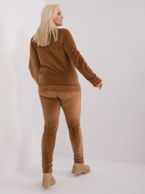 Елегантен комплект за пълни дами – Кафяв – 492268