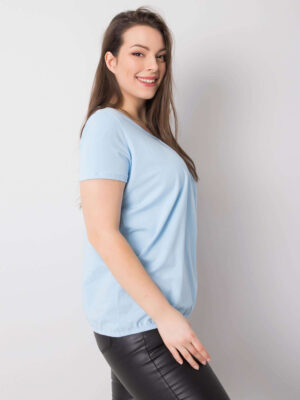 Шикозна блуза в големи размери – Светлосин – 208463