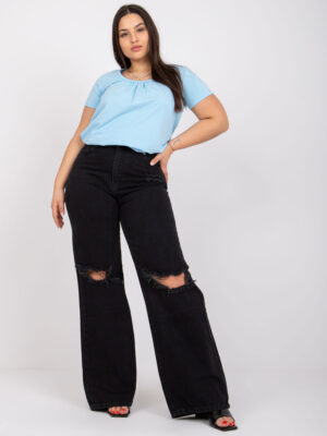 Шикозна блуза в големи размери – Светлосин – 208463