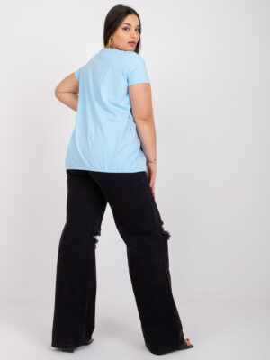 Шикозна блуза в големи размери – Светлосин – 208463