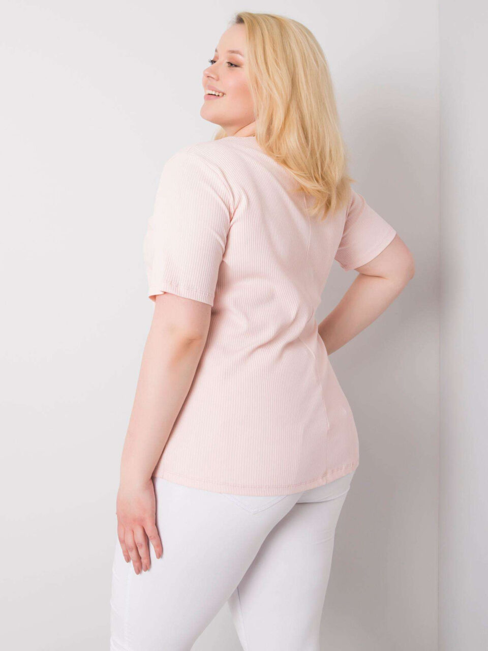 Шикозна блуза в размер plus size – Светлорозов – 877608