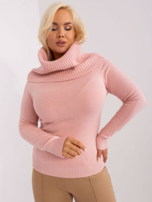 Шикозен пуловер в размер plus size – Розов – 450787
