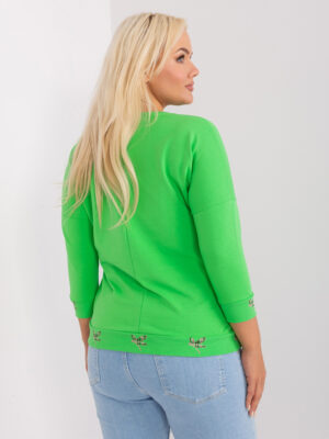Шикозна блуза в големи размери – Светлозелен – 460526