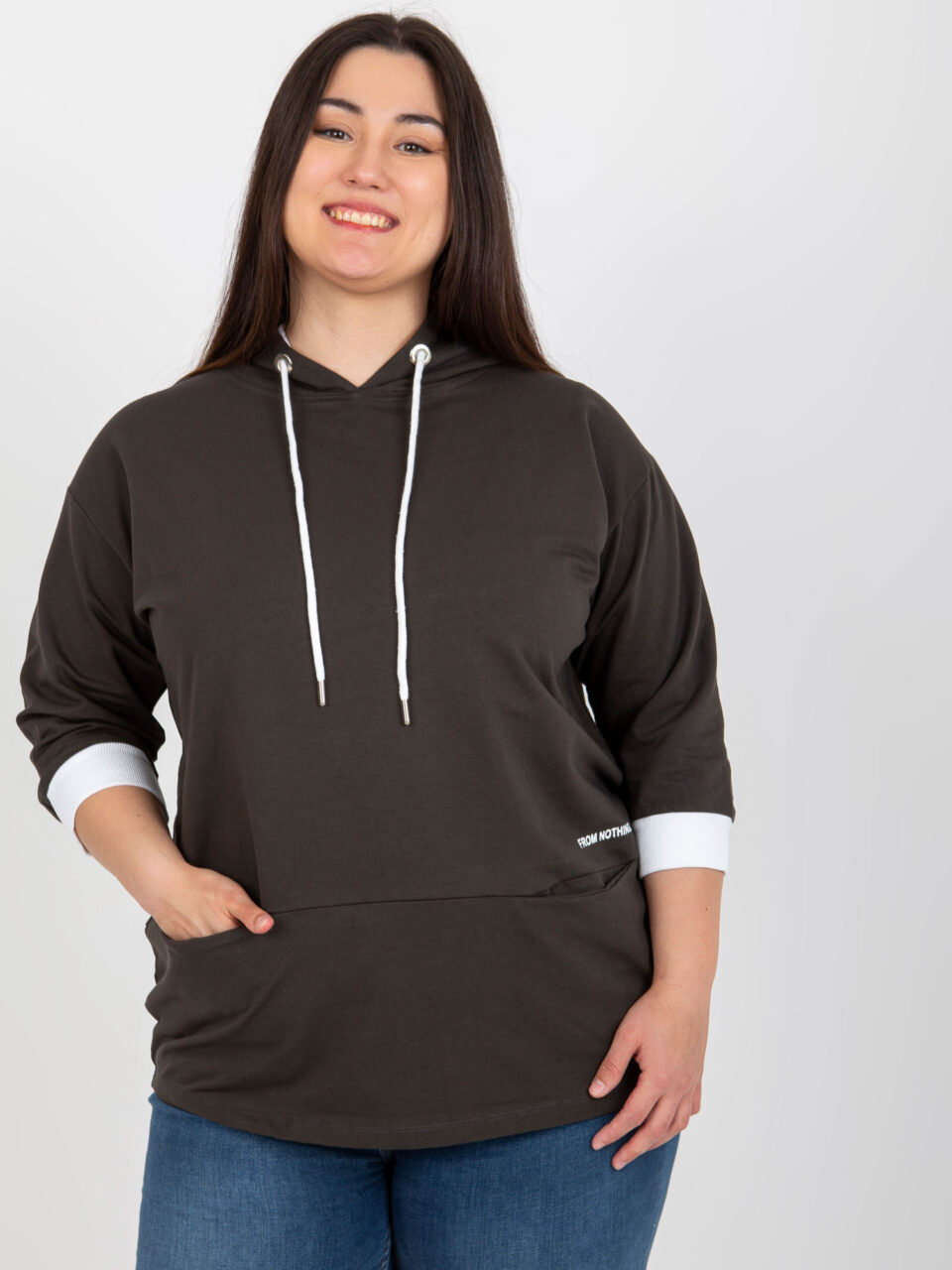 Стилна туника в размер plus size – Тъмно зелен – 399703