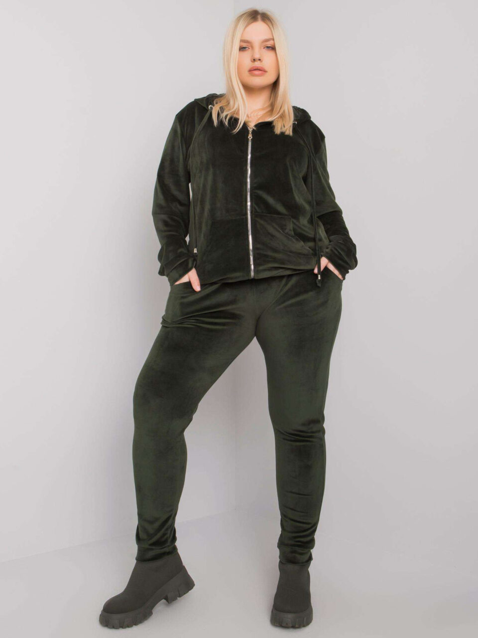 Стилен комплект в размер plus size – Хаки – 066780