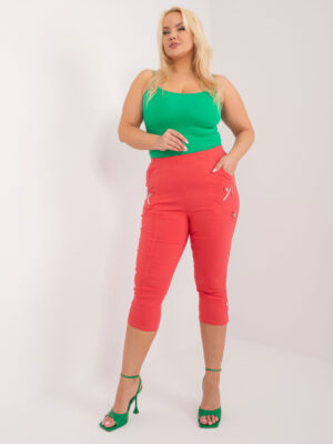 Стилни панталони в размери плюс – Коралов – 516216