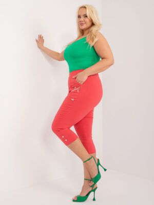 Стилни панталони в размери плюс – Коралов – 516216