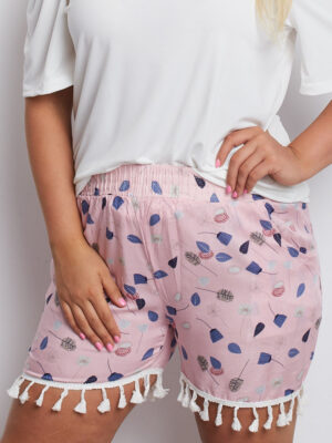 Шикозни плюс сайз къси панталони – Розов – 252733