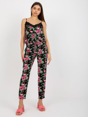 Стилни летни панталони на цветя – Черен – 480137