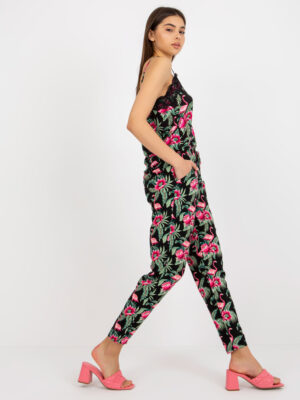 Стилни летни панталони на цветя – Черен – 480137