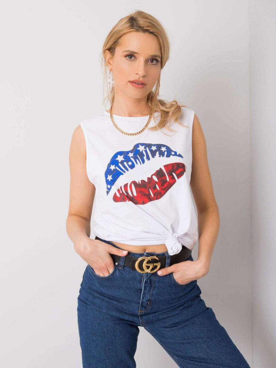 Стилна блуза “Top top” – Бял – 854081