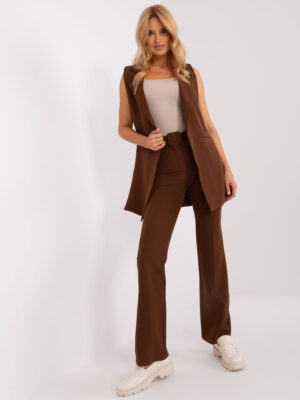 Елегантен комплект – Панталон и Елек – Тъмнокафяв – 455089