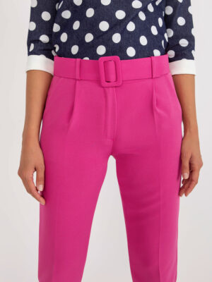 Стилни панталони от лека материя – Тъмнорозов – 398911