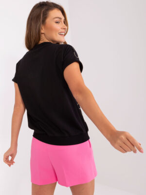 Елегантна блуза със сърца – Черен – 416448