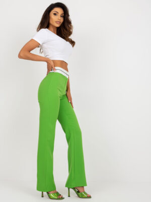 Стилни дамски дълги панталони – Светлозелен – 387496
