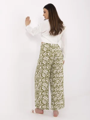 Стилни летни панталони – зеленобели– 850992