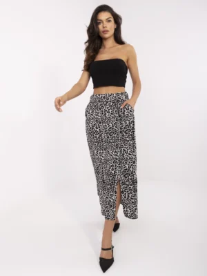 Стилна дълга пола – Сив – 789063