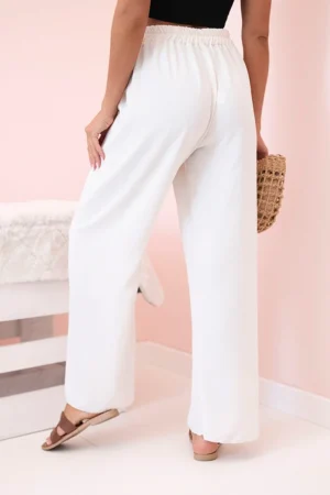 Италиански Панталон с Широки Крачоли – Бял – IT-41-12