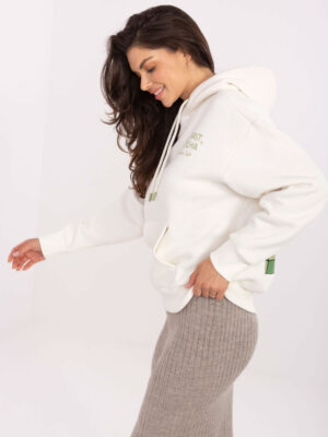 Стилнен суитшърт с надпис – Бял – 889985