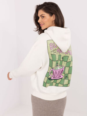 Стилнен суитшърт с надпис – Бял – 889985