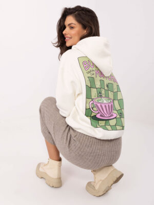 Стилнен суитшърт с надпис – Бял – 889985