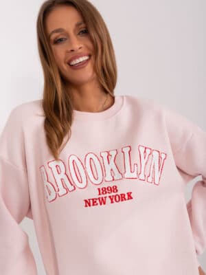 Шик блуза без качулка с надпис – Светлорозов – 462155