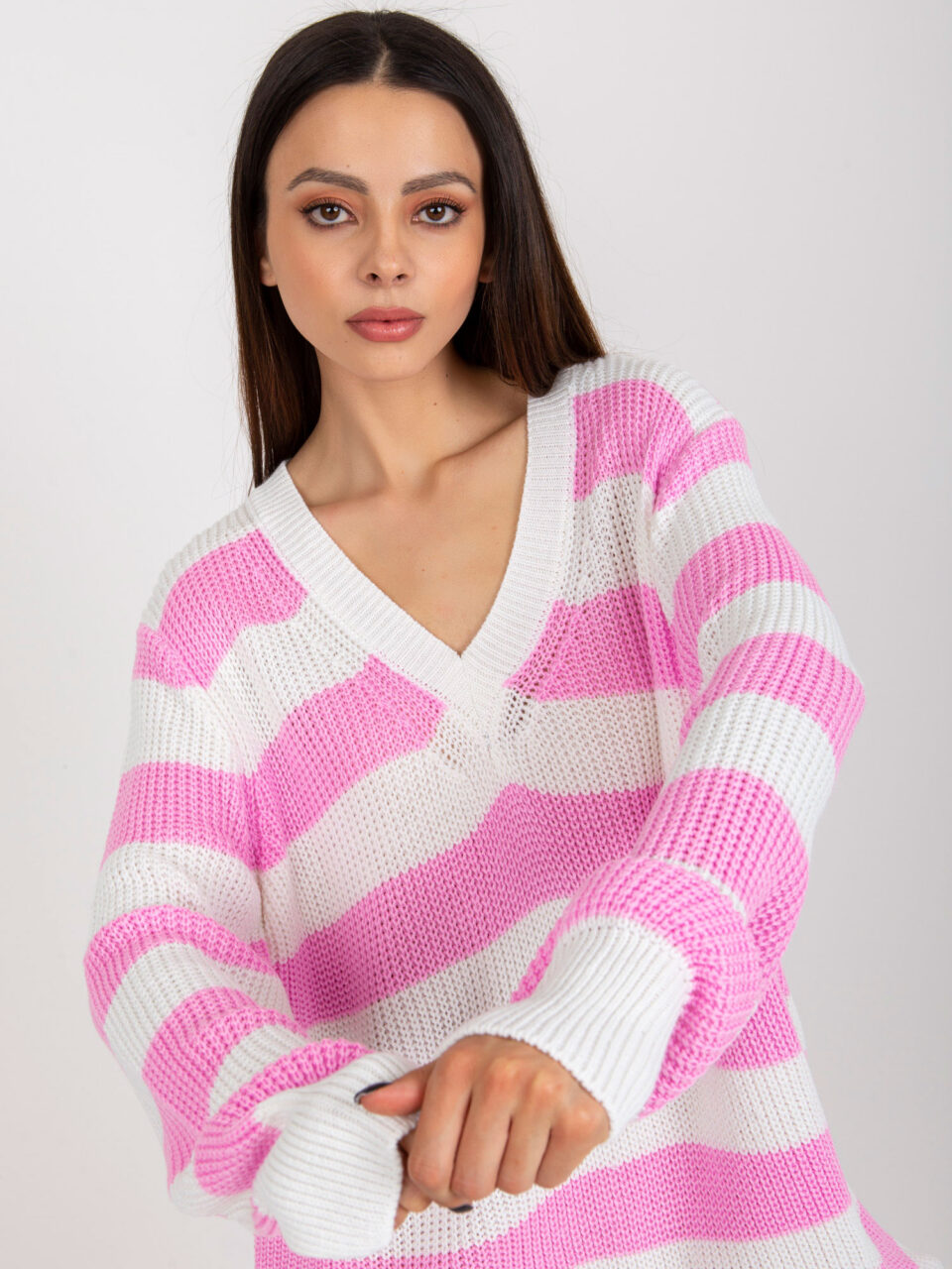 Шикозна блуза в стил oversize – Розов – 406326