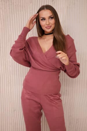 Комплект от 2 Части – Блуза + Панталон – Розов – 2021-11-6