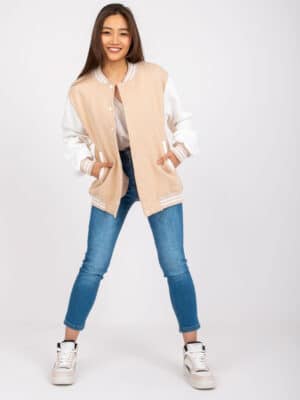 Връхно яке тип жилетка с тик так закопчаване – Бежов – 155231