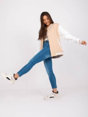 Връхно яке тип жилетка с тик так закопчаване – Бежов – 155231