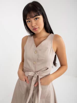 Шикозна дънкова рокля – Бежов – 348800