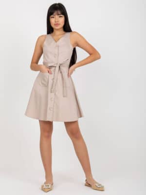 Шикозна дънкова рокля – Бежов – 348800