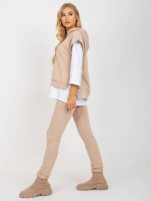 Стилен Дамски Комплект от 3 части – Бежов – 318025