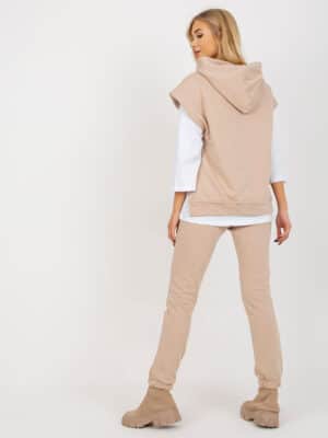 Стилен Дамски Комплект от 3 части – Бежов – 318025