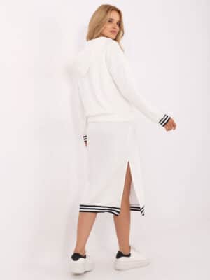 Стилен ежедневен комплект рокля и горнище – Бял – 049194