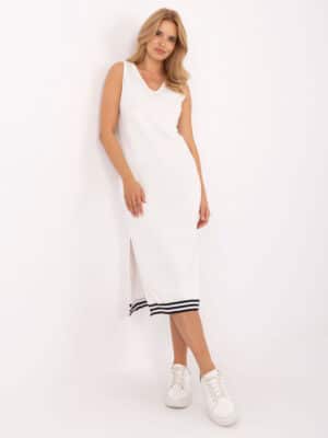 Стилен ежедневен комплект рокля и горнище – Бял – 049194