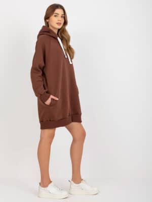 Топъл суитшърт тип туника – Кафяв – 343195