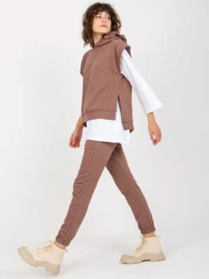 Стилен Дамски Комплект от 3 части – Кафяв – 318049