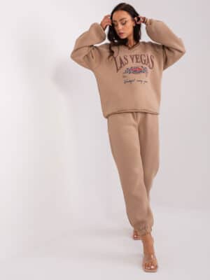 Памучен Дамски комплект – Тъмно бежов – 438600