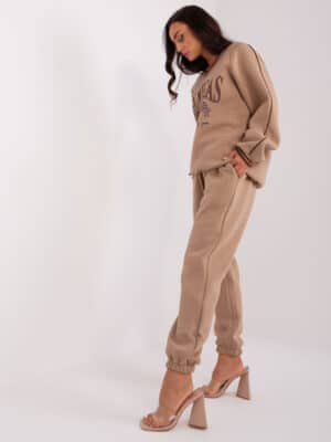 Памучен Дамски комплект – Тъмно бежов – 438600
